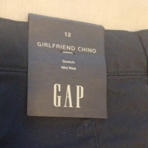 GAP Girlfriend Chino Mid Rise Stretch Women's Navy Cropped Pants - Picture 8 of 8